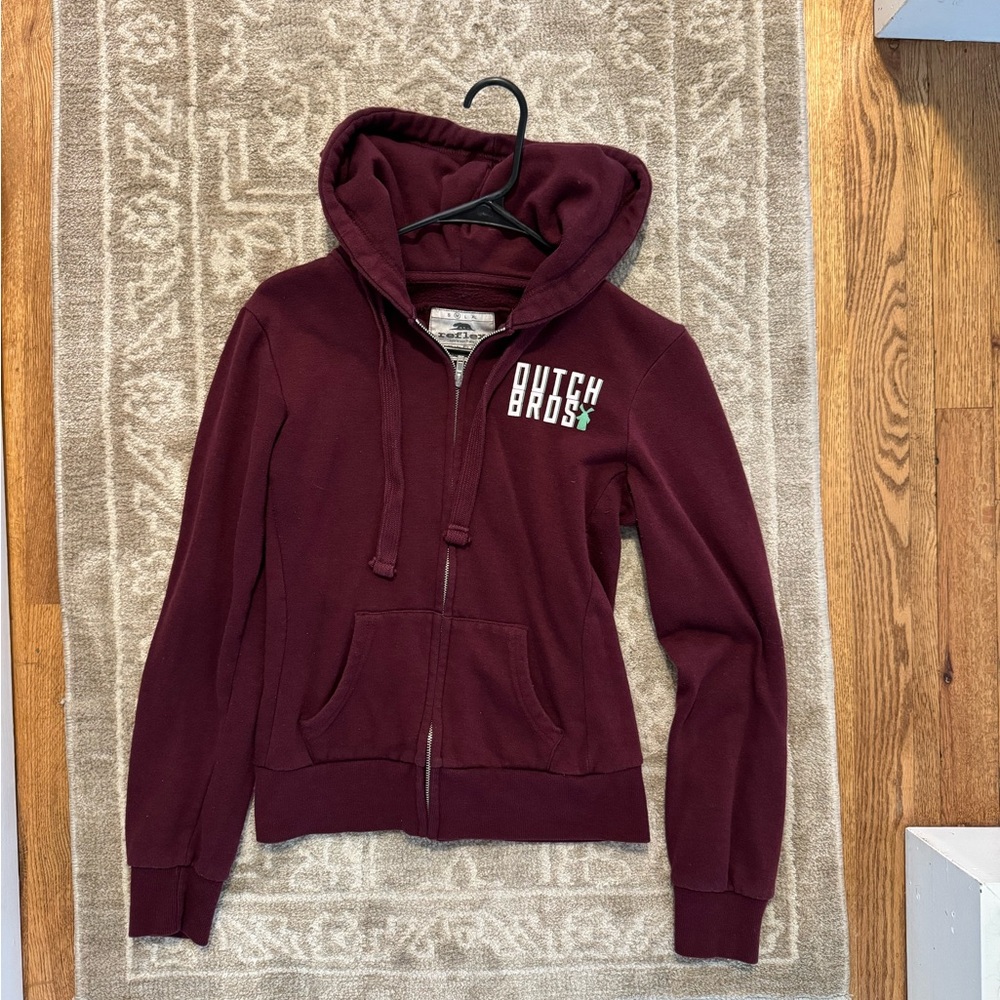 Dutch Bros Maroon Women's Hoodie Zip Up